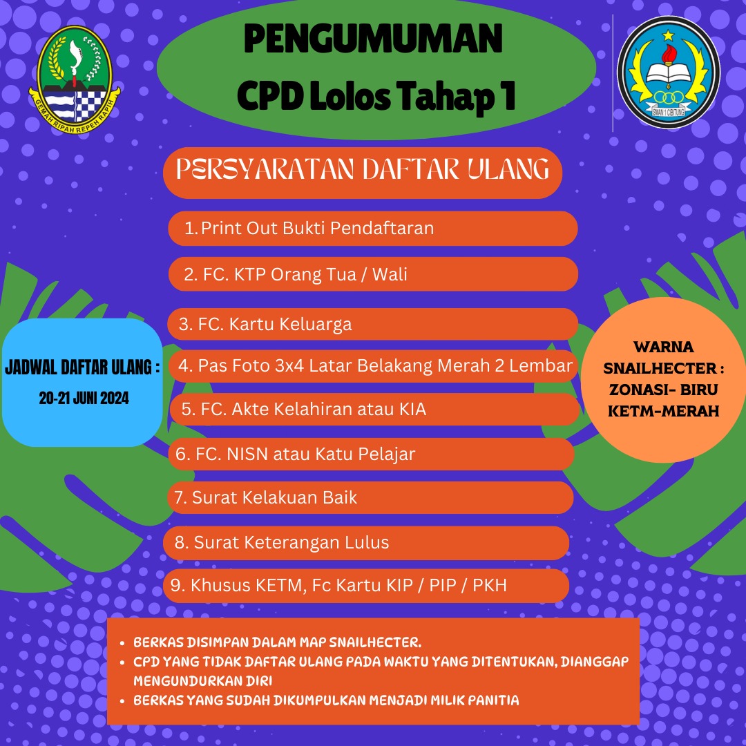 INFORMASI PERSYARATAN DAFTAR ULANG CPD TAHAP 1 TAHUN 2024